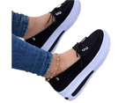 1 Pair Solid Color Non-slip Outsole Casual Shoes Fine Crafts Low-top Thick-soled Walking Shoes Footwear-Black