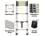 Oppsbuy 2.6m Telescopic Aluminium Ladder Alloy Extension Extendable Steps Multi Portable Sliver