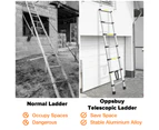 Oppsbuy 2m Telescopic Aluminium Ladder Alloy Extension Extendable Steps Multi Portable Sliver