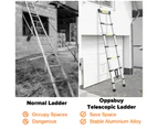 Oppsbuy 2.6m Telescopic Aluminium Ladder Alloy Extension Extendable Steps Multi Portable Sliver
