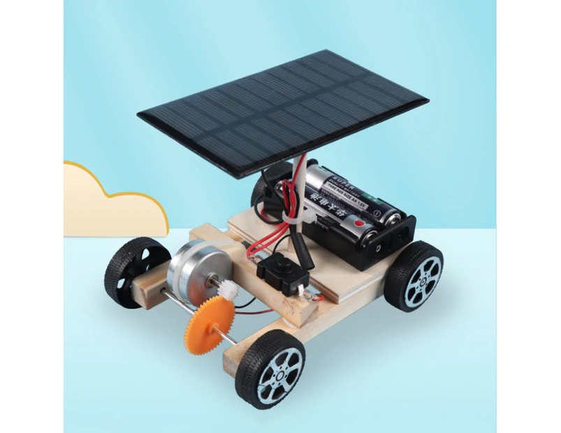 Assembled Racing Car Model Toy Easy to Assembly Wooden DIY Mini Solar Wireless Racing Car for Kids