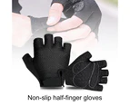 Windyhope 2Pcs Gloves Soft Shock-proof Non-slip Half Finger Bike Gloves for Outdoor-Black L