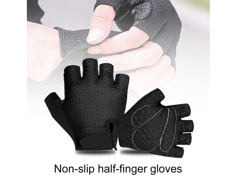 Windyhope 2Pcs Gloves Soft Shock-proof Non-slip Half Finger Bike Gloves for Outdoor-Blue 2XL