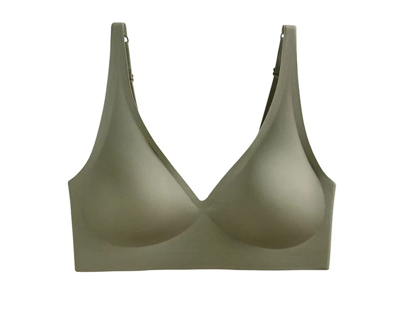 Women Underwear Push Up Breathable Soft High Elasticity U-shaped Lady Bra for Home -Green