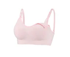 Women Bra Adjustable Strap Thin Simple Pure Color Wireless Breastfeeding Brassiere for Sleeping-Pink