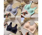 Women Solid Color Padded Wireless Seamless Bra Lace Push Up Brassiere Underwear-Pink