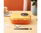 1 Set 900ml Camera Appearance Cutlery Slot Large Capacity Bento Box with Chopsticks Spoon Bento Box Cartoon Double Layer Separate Lunch Box