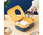 1 Set Lunch Container Eco-friendly Leak-proof 304 Stainless Steel 4 Compartment Food Storage Container for Children - Yellow