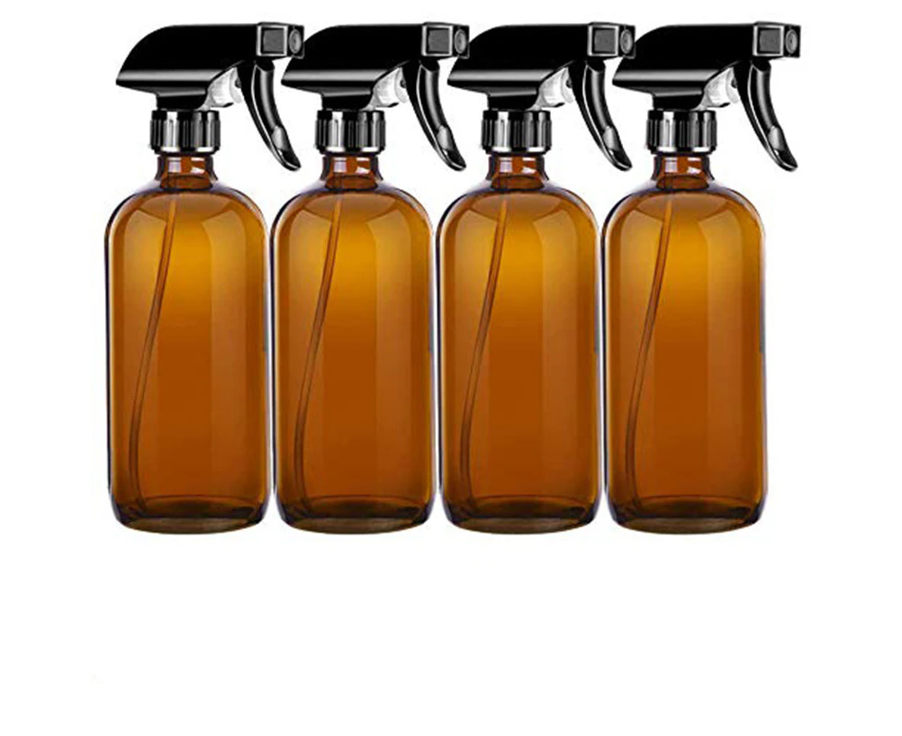 Amber Glass Spray Bottle Watering Can with Adjustable 500ml 4PCS Spray Head Reusable for Plant Flowers Garden Hair Salon