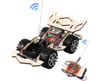 Kid Wooden DIY Assembly 4-CH Electric RC Racing Car Model Science Experiment Toy