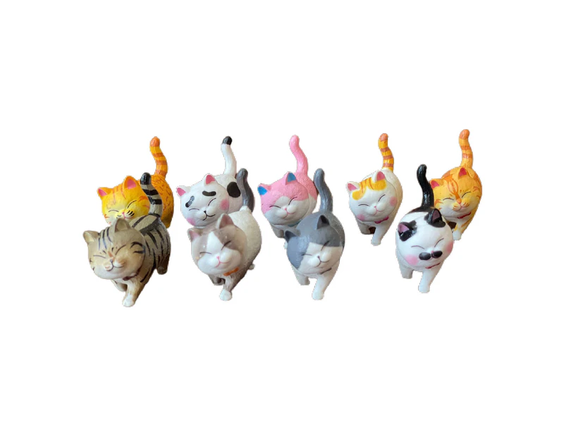 9Pcs Lovely Cats Model Rust-proof Excellent Craftmanship Solid Garden Decoration Mini Cats Statue for Girl - Multicolor