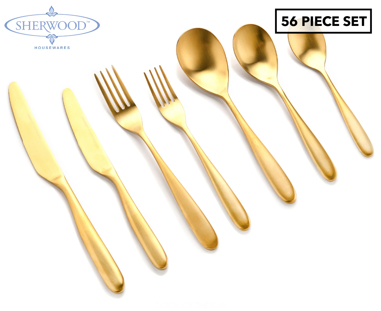 Sherwood Nouveau 56 Piece Cutlery Set Matte Gold