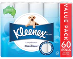 Kleenex Toilet Rolls Bath Tissue 3 Ply White x60 Rolls 180 Sheets Per Roll