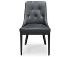 Jenny Set of 2 Dining Chair Genuine Leather Solid Rubber Wood Frame - Black