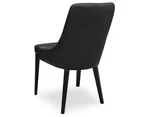 Jenny Set of 2 Dining Chair Genuine Leather Solid Rubber Wood Frame - Black