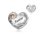 S925 Silver & Rose Gold AUNTIE I Love You To Moon & Back Heart Charm by YOUnique Designs Pandora Compatible