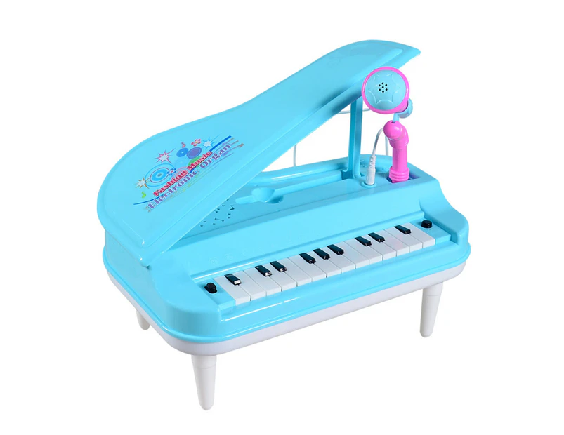 1 Set 23 Key Piano Toy with Microphone LED Lights Plastic Kids Piano Keyboard Early Educational Toy for Entertainment - Blue