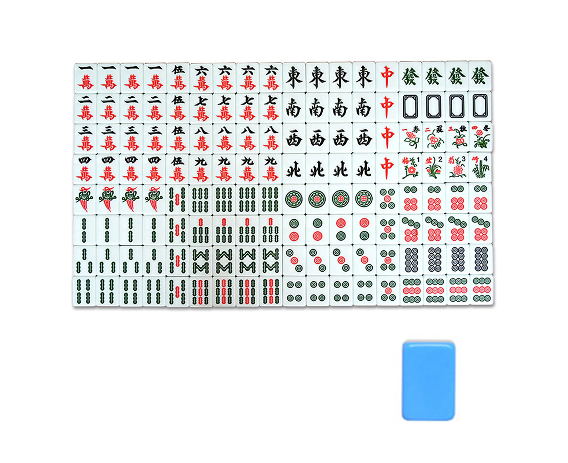 144Pcs/Set Mahjong Portable Entertainment Melamine Party Game Chinese Mahjong for Indoor - Blue