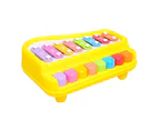 2 in 1 Piano Xylophone Musical Instrument with Music Cards Mallets Educational Kids Toy - Yellow