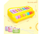 2 in 1 Piano Xylophone Musical Instrument with Music Cards Mallets Educational Kids Toy - Yellow