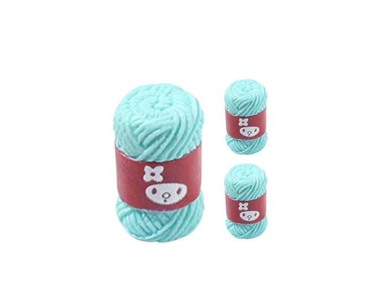 3Pcs Resin Yarn Ball Exquisite Handicraft Toys Vivid Color Refrigerator Magnets Resin Accessories for Photography - Blue