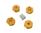 4Pcs 12mm Aluminum Wheel Hex Nut with Pins Drive Hubs for 1/10 HSP RC Car 102042 - Yellow