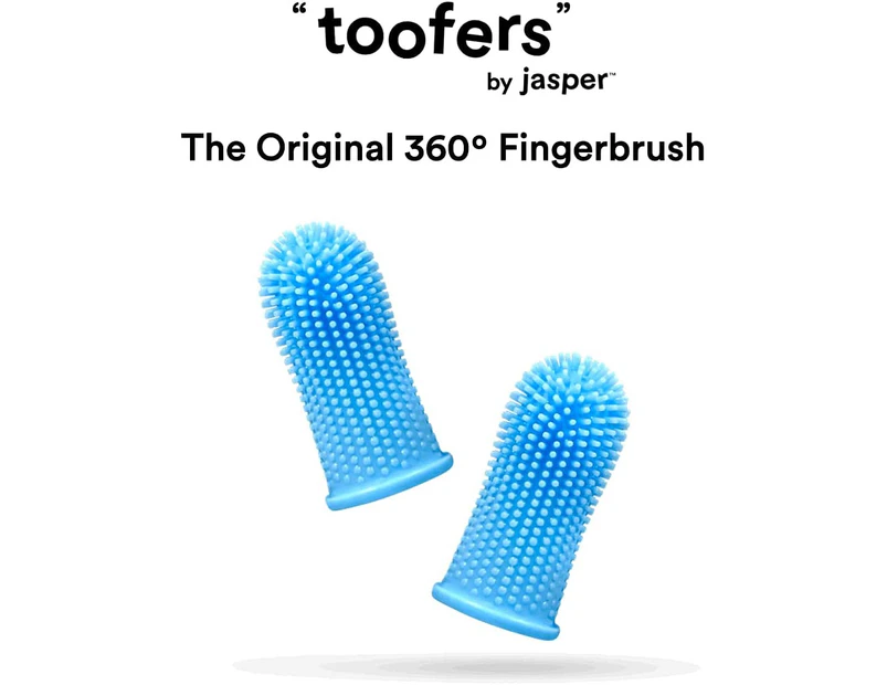 360º Dog Finger Brush Toothbrush Kit (Pack Of 2) Ergonomically Designed, Full Surround Bristles—Light Blue
