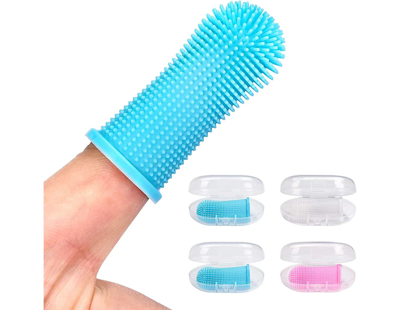Dog Toothbrush Dog Teeth Cleaning Dog Finger Toothbrush Toothbrush Dog Teeth Brushing Kit 4 Pieces—Multi-Colored