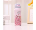350/480ml Simple Cartoon 304 Stainless Steel Vacuum Cup Flask Bottle with Straw-Blue S
