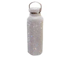 Insulated Rhinestone Vacuum Cup Stainless Steel Flask Bottle Drinking Kettle-Golden 350ml