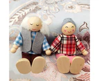 7Pcs/Set Cartoon Family Wooden Movable Jointed Doll Parent-child Toys Kids Gift
