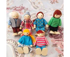 7Pcs/Set Cartoon Family Wooden Movable Jointed Doll Parent-child Toys Kids Gift