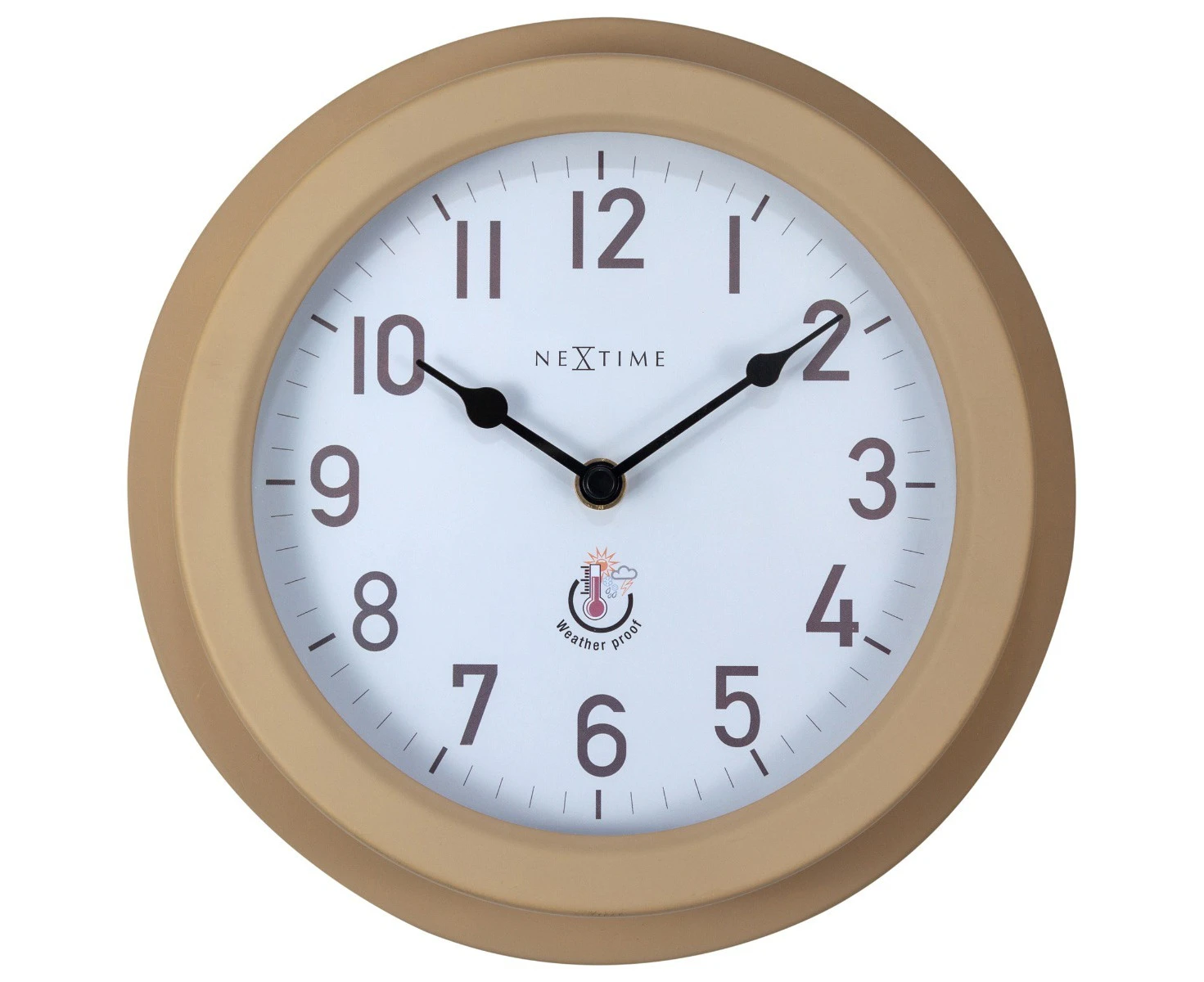 NeXtime 22cm Poppy Weatherproof Round Analogue Metal Outdoor Wall Clock Brown