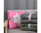 Winter Soft Striped Warm Bed Throw Blanket Bedspread Sofa Bedroom Decoration-Light Gray