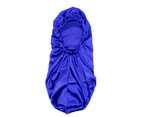 Elastic Stain Bonnet Breathable Multifunctional Wide Edge Long Hair Sleeping Hats Wrap Bonnet for Female-Blue