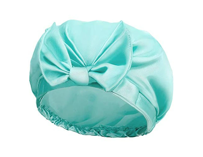 Large Shower Cap, Bowknot Double Layer Reusable Bath Hair Caps With Silky Satin for Women Beauty Bathing, Hair Spa, Home Hotel Travel Use