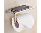 Wall Mount Toilet Bathroom Paper Tissue Holder with Mobile Phone Storage Shelf Golden