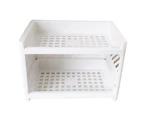 Storage Shelf Double Tiers Multi-Function Plastic Cosmetic Sundries Organizer for Home White