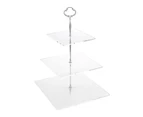 3 Layer Square Acrylic Party Cupcake Macaron Cake Holder Stand Display Rack-Silver