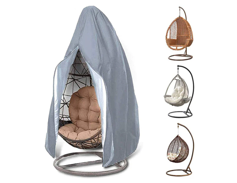 Hanging Egg Chair Cover, Durable Lightweight Waterproof Egg Swing Chair Cover with Zipper Fits Most Outdoor Single-Grey