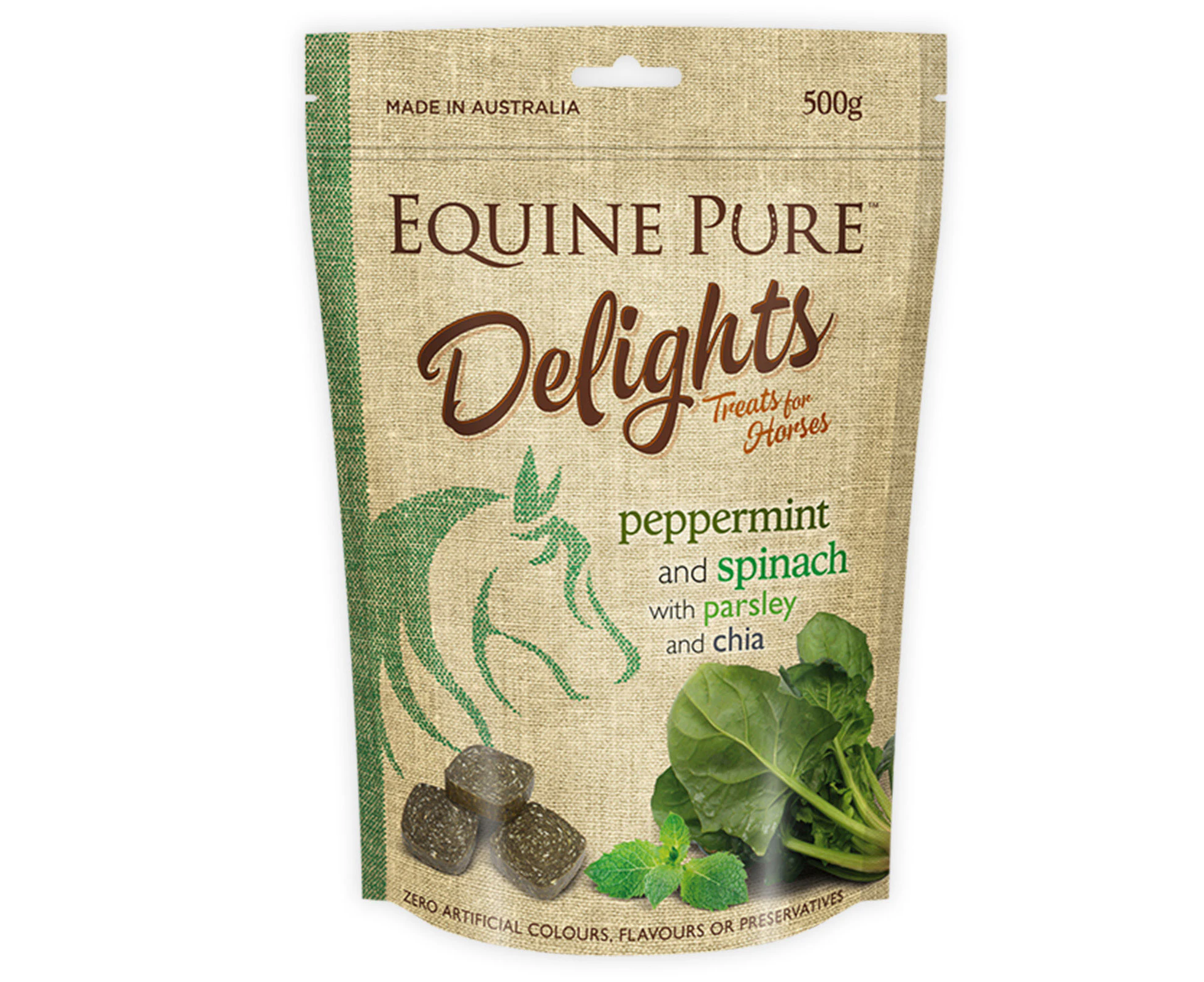 Equine Pure Delights Peppermint & Spinach Horse Treats 500g