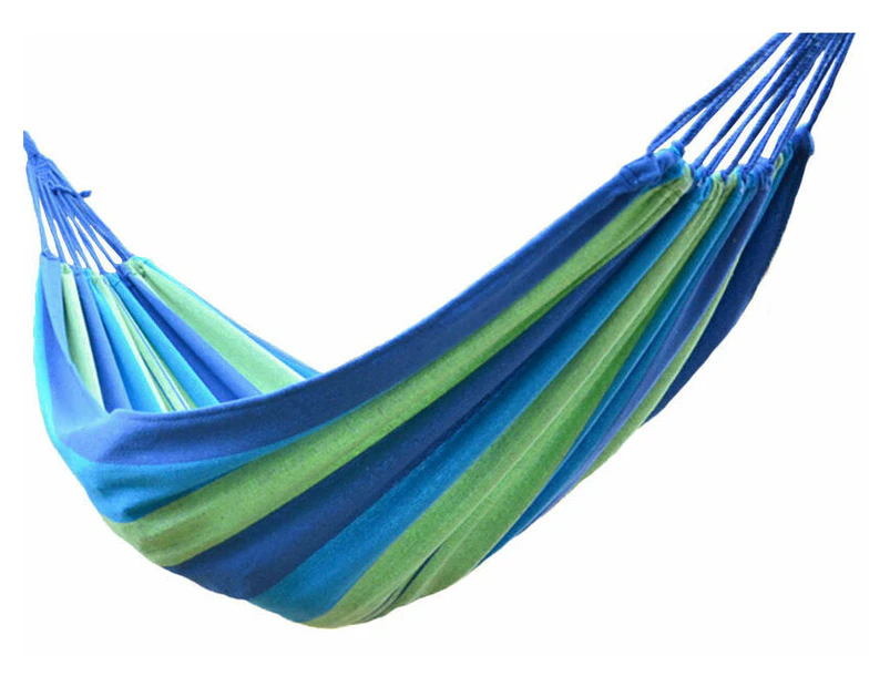 Double Cotton Hammock Optional Steel Frame Stand Combo Swing Chair Home Outdoor [Type: Blue Hammock]