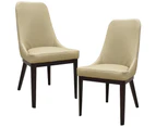 Claire Set of 2 Dining Chair Genuine Leather Solid Rubber Wood Frame - Taupe