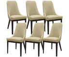 Claire Set of 6 Dining Chair Genuine Leather Solid Rubber Wood Frame - Taupe