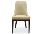 Claire Set of 2 Dining Chair Genuine Leather Solid Rubber Wood Frame - Taupe