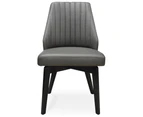 Shelby Set of 8 Dining Chair Genuine Leather Solid Rubber Wood Frame - Dark Grey