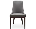 Claire Set of 8 Dining Chair Genuine Leather Solid Rubber Wood Frame Dark Brown