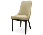 Claire Set of 2 Dining Chair Genuine Leather Solid Rubber Wood Frame - Taupe