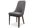 Claire Set of 4 Dining Chair Genuine Leather Solid Rubber Wood Frame Dark Brown