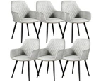 Rosy Set of 6 Dining Chair Fabric Upholstered Seat Metal Leg - Beige